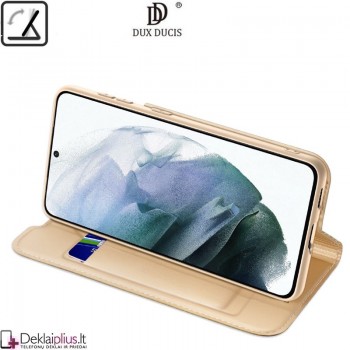 Dux Ducis dirbtinės odos viršelis - auksinės spalvos (telefonui Samsung S21 Fe)